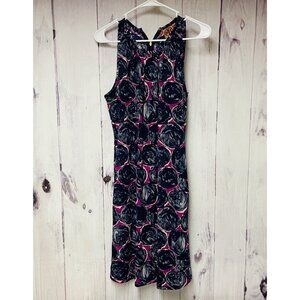 Tory Burch Flinnia Wild Orchid Dress Sleeveless Tie Waist Pink Blue Size Medium
